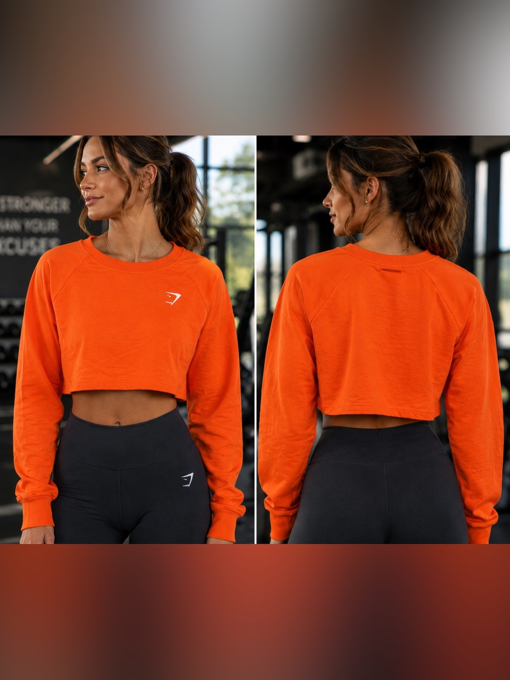 Gymshark Orange Women's Crop Sweatshirt